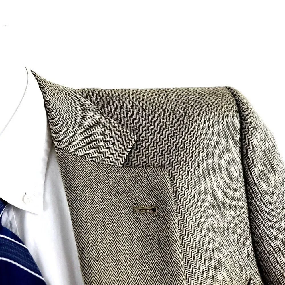 Jos A Bank Signature Camel Hair Silk 2‎ Button Sport Coat 44L Tan Herringbone
